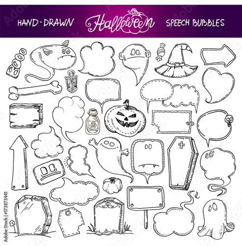 Set of Halloween speech bubbles
