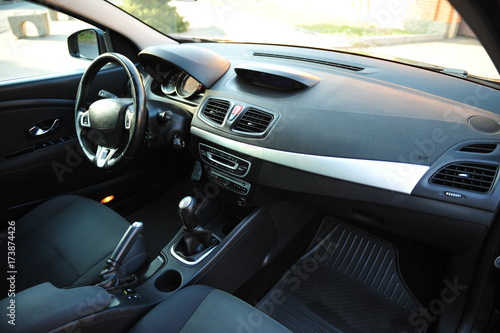 interior of a modern car. Black dashboard  © ruslan_shramko