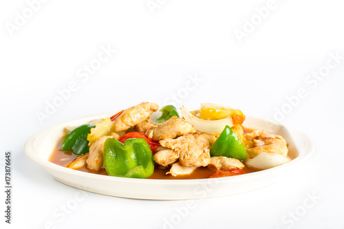 Chinese cuisine Stir fried chicken with Sweet and sour sauce