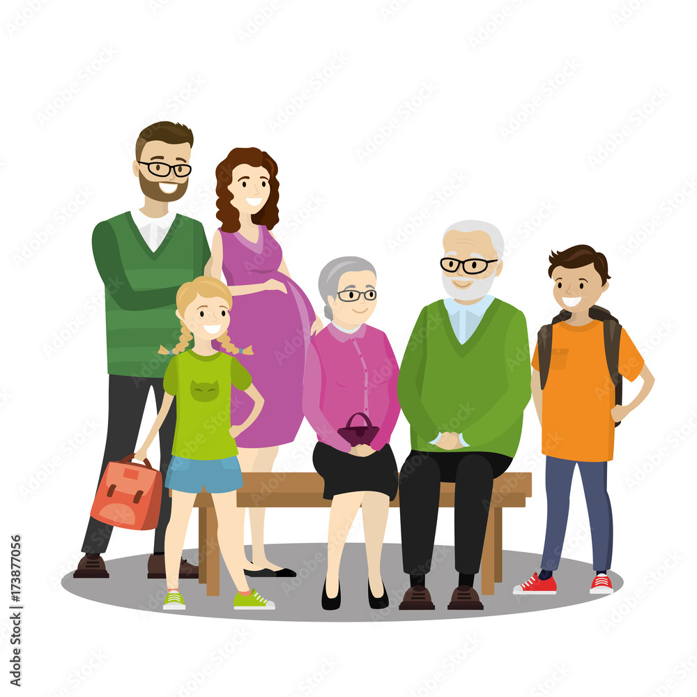 Fototapeta premium Big cartoon family