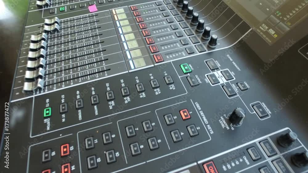 audio mixer at music concert, steadicam shot audio mixer at music concert, steadicam shot