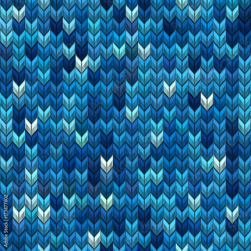 Light and dark blue knit seamless pattern. EPS 10 vector