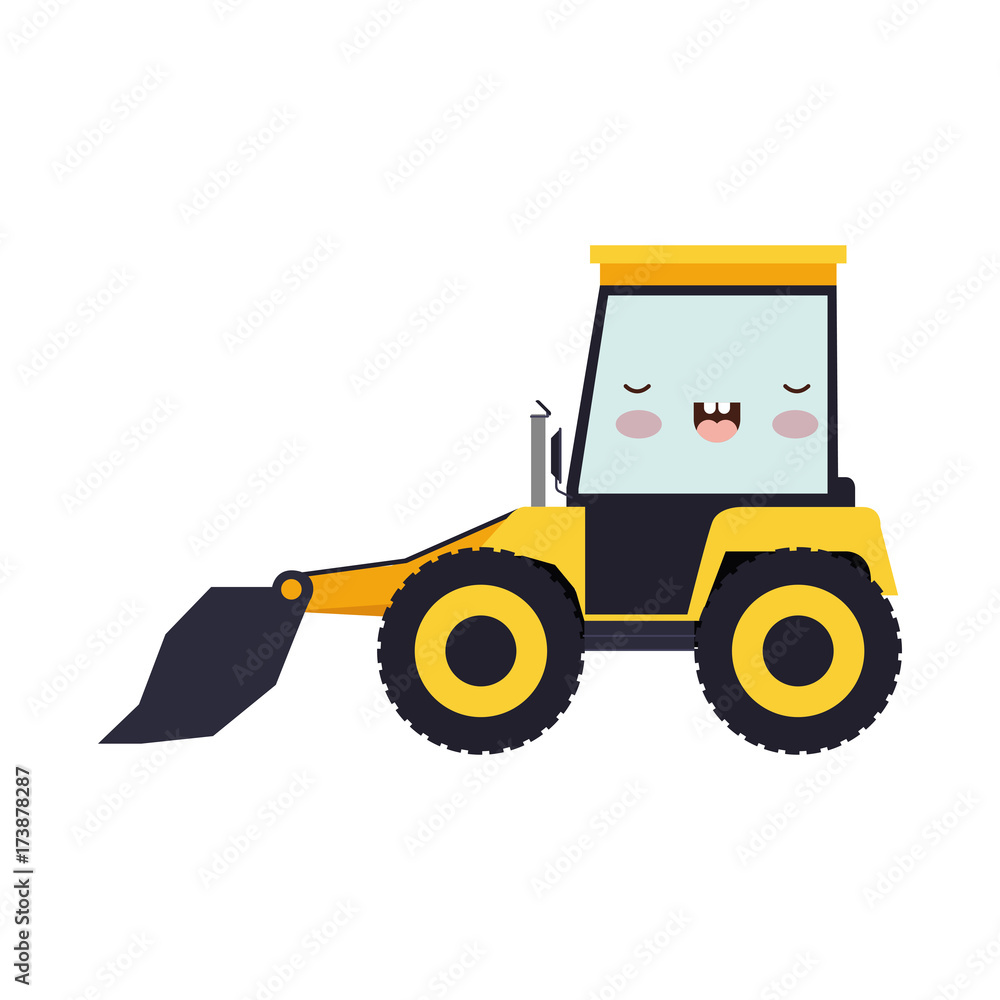 bulldozer flat icon colorful kawaii silhouette
