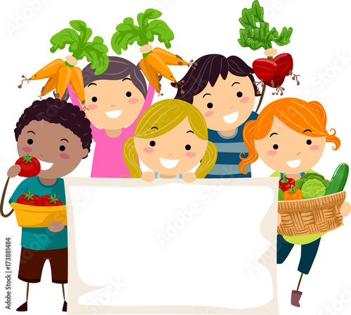 Stickman Kids Harvest Banner Illustration