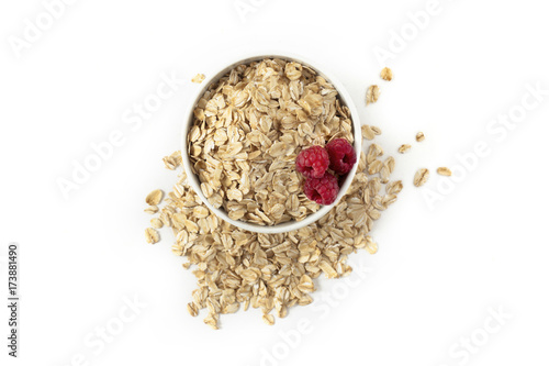 Breakfast of oatmeal with berries in the cup