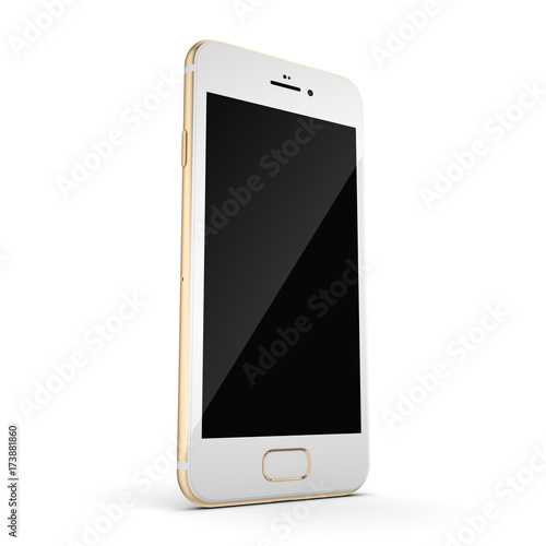 3D rendering gold smart phone with black screen