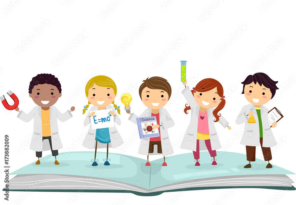 Stickman Kids Physics Book Lab Illustration Stickman Kids Physics Book Lab Illustration