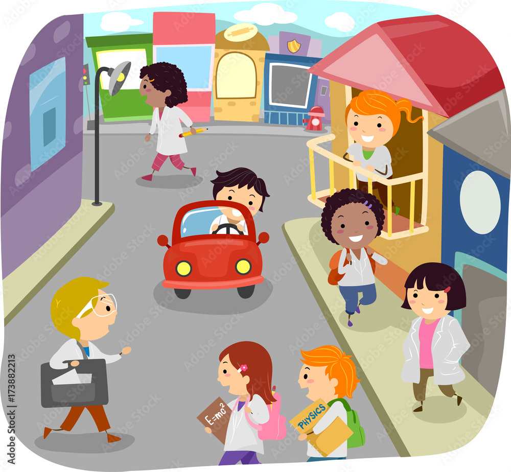 Stickman Kids Physics Buildings Illustration Stickman Kids Physics Buildings Illustration