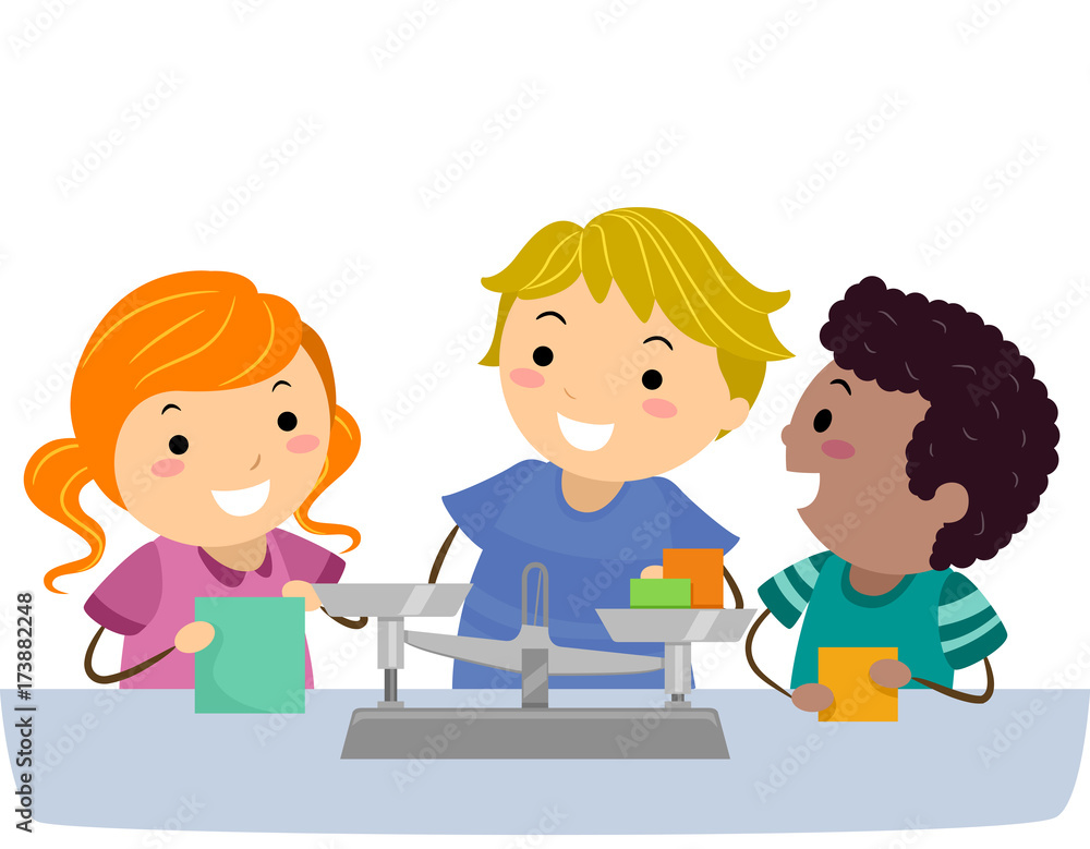Stickman Kids Physics Measuring Scale Illustration Stickman Kids Physics Measuring Scale Illustration