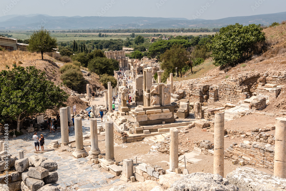 Memmius Monument at Ephesus historical ancient city, in Selcuk,Izmir,Turkey:20 August 2017