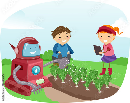 Stickman Kids Robot Garden ...