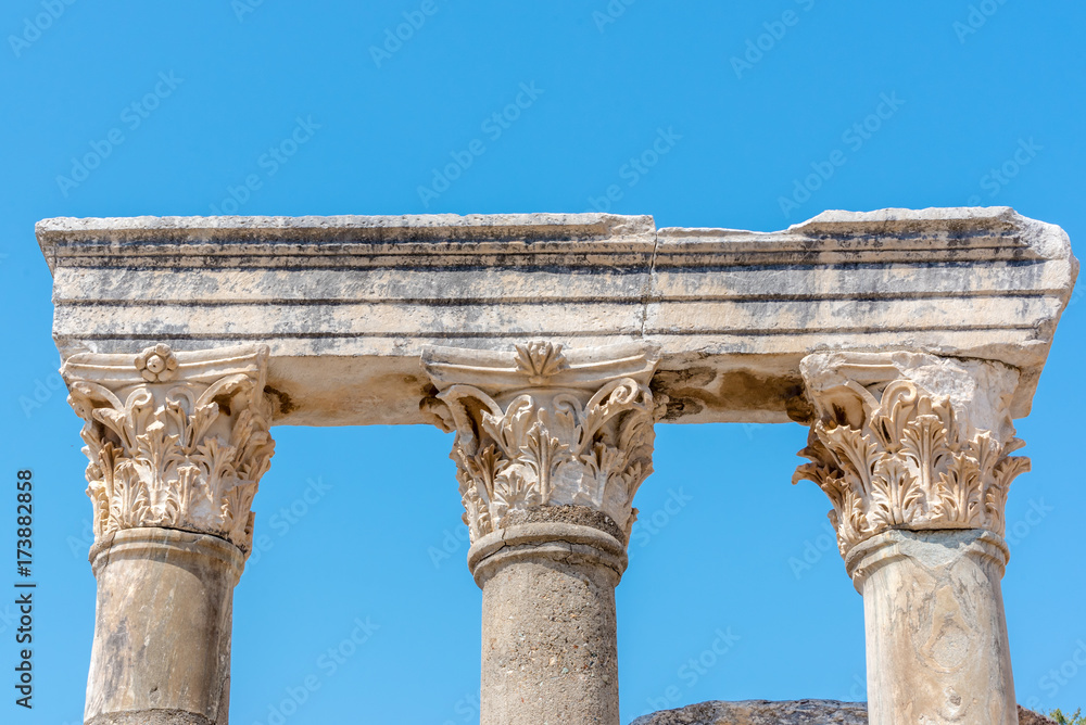 Obraz premium Marble reliefs in Ephesus historical ancient city, in Selcuk,Izmir,Turkey.