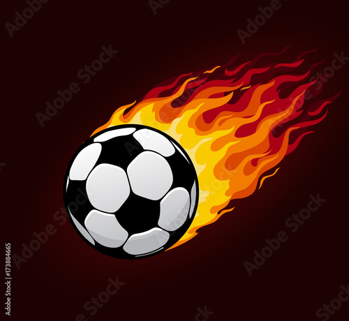 Vector fire flying football ball for soccer poster