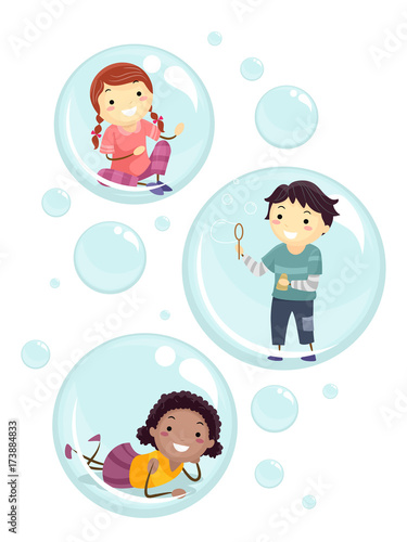 Stickman Kids Inside Bubble...