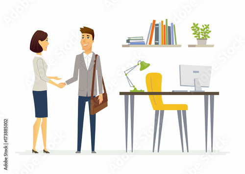 Productive business communication between colleagues - modern cartoon people characters illustration