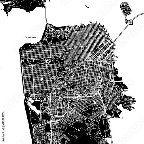 San Francisco, California. Downtown vector map.