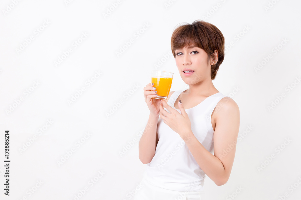 Beautifulyoung Asia woman with healthy food. Isolated on white background. Studio lighting. Concept for healthy. Beautifulyoung Asia woman with healthy food. Isolated on white background. Studio lighting. Concept for healthy.