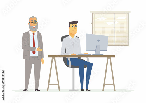 Hard day in the office - modern cartoon people characters illustration