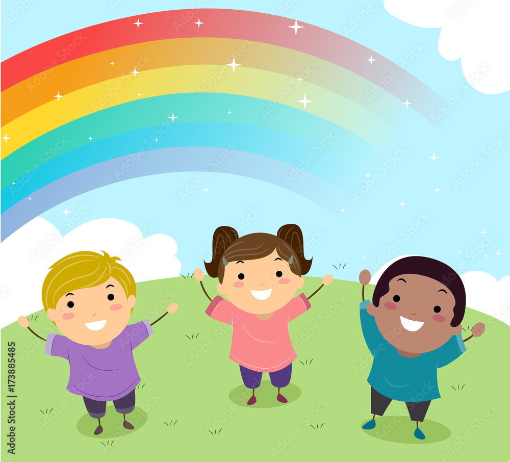 Stickman Kids Rainbow Illustration