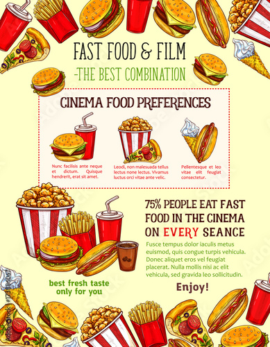 Fast food snacks vector sketch fastfood meals
