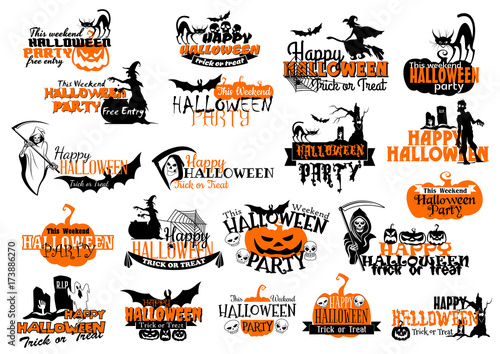 Vector icons for Happy Halloween holiday party