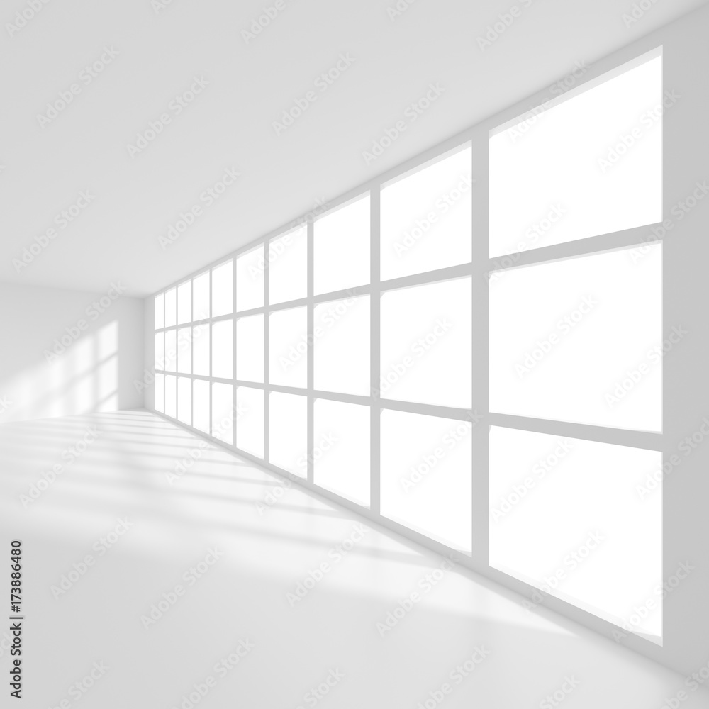 Abstract Interior Concept. White Modern Room with Window Abstract Interior Concept. White Modern Room with Window