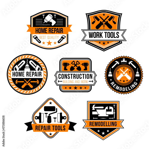 Vector work tools for home repair icons set