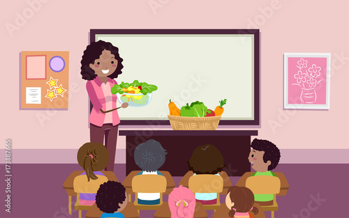 Stickman Kids Teacher Veggi...