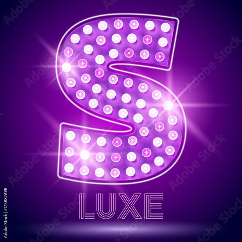 Vector chic light up Alphabet set. Luxury Graphic Font. Letter S