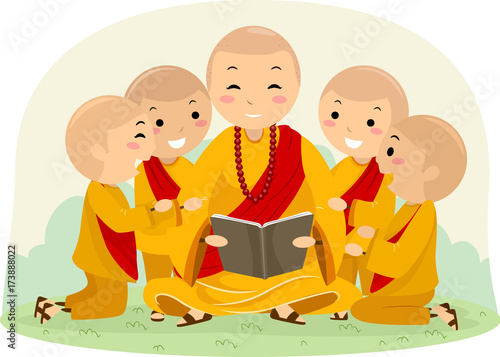 Stickman Kids Boys Monk Book Illustration