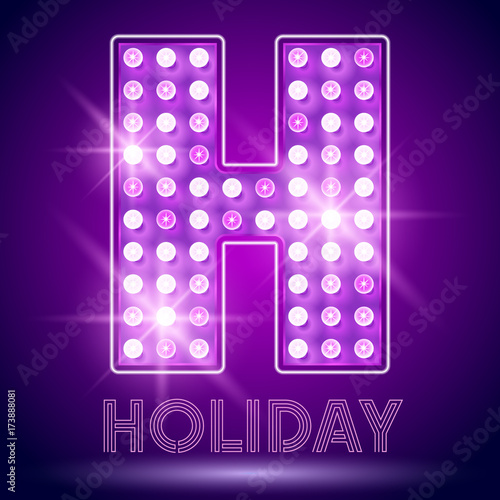 Vector chic light up Alphabet set. Luxury Graphic Font. Letter H