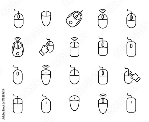 Premium set of computer mouse line icons.