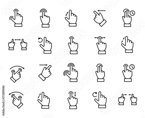 Premium set of gesture line icons.