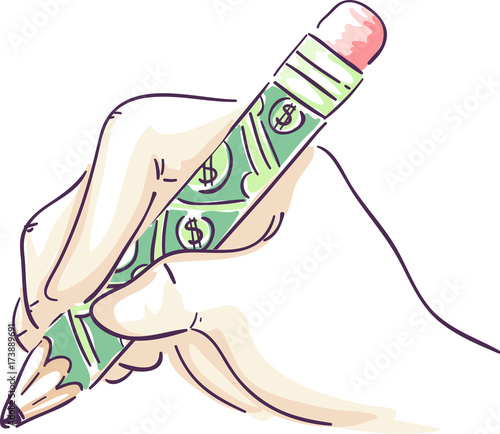 Hand Pencil Money Write Ill...