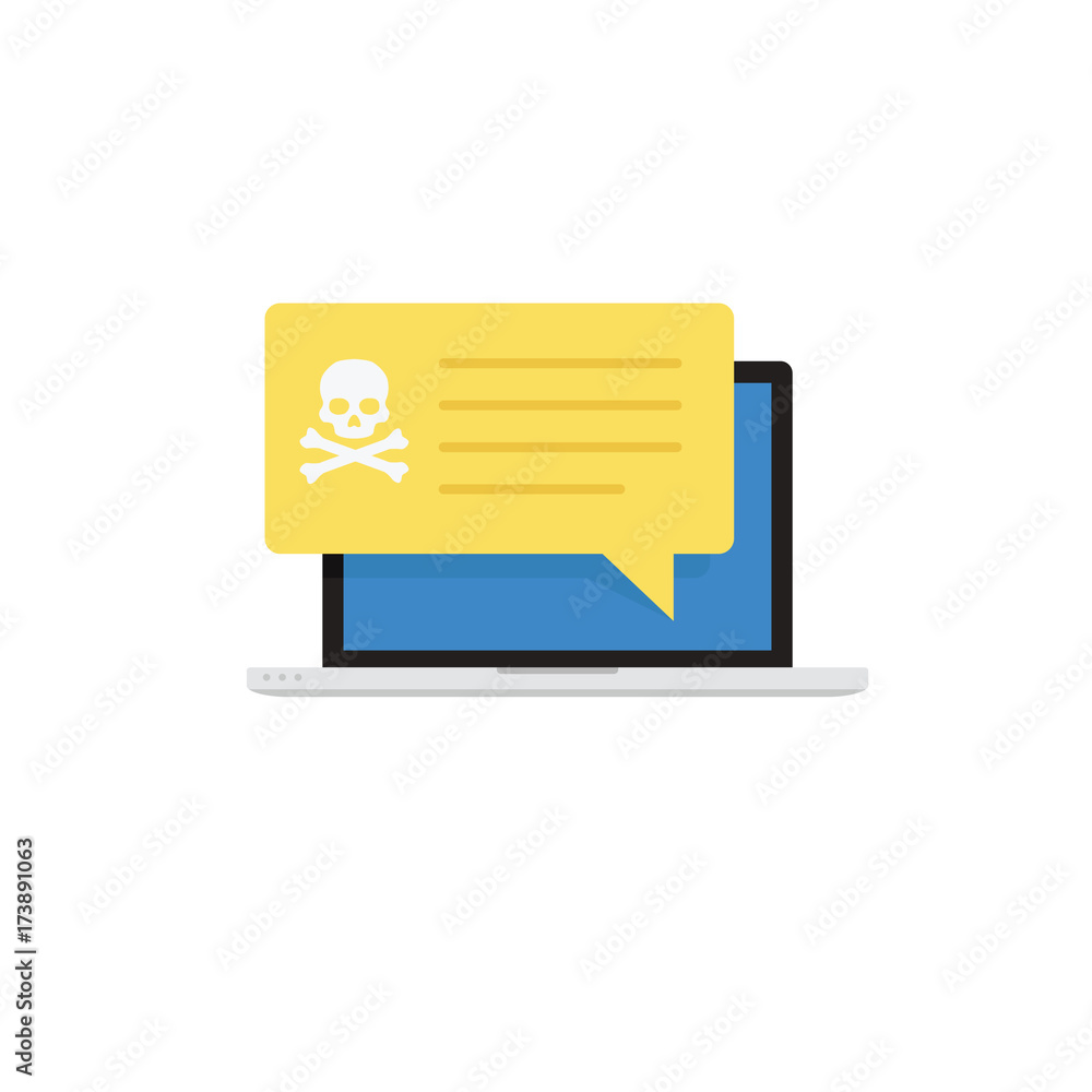 Laptop with Virus Alert Notification, Malware Detection Concept, Virus Protection Laptop with Virus Alert Notification, Malware Detection Concept, Virus Protection