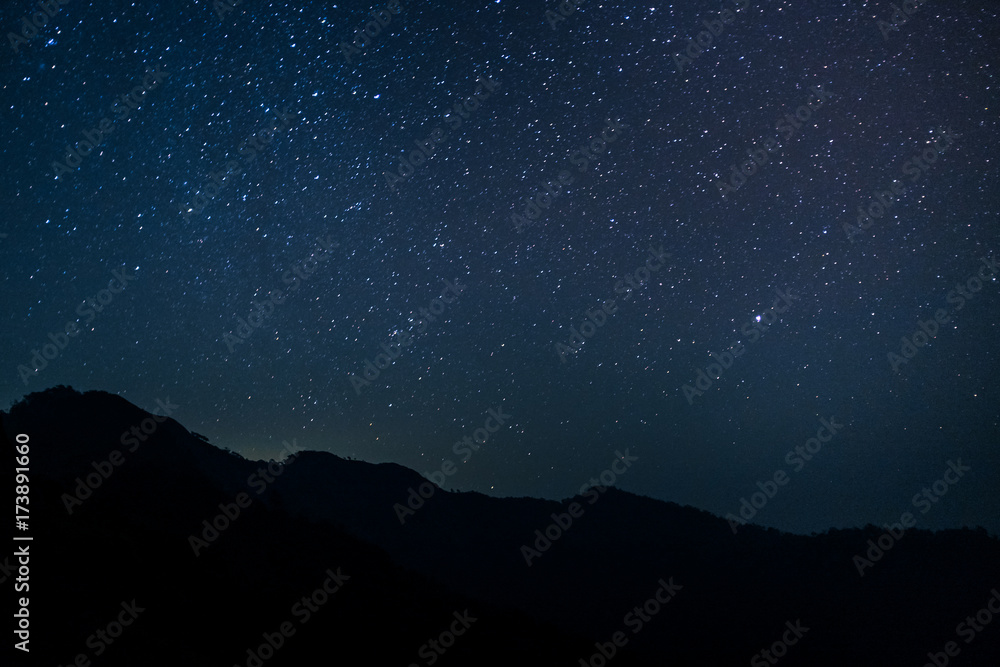Night scape with beautiful stary sky at the high mountain.. Space background. Night scape with beautiful stary sky at the high mountain.. Space background.