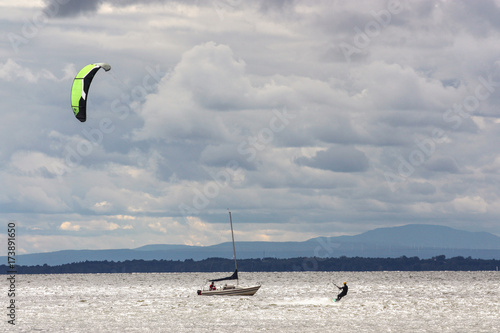 kite surfing on a lake
