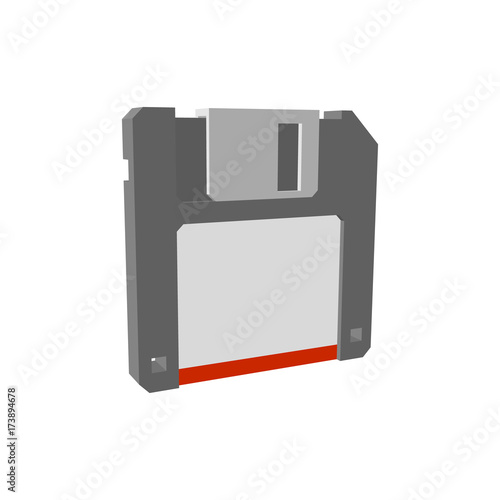 Floppy diskette icon. Isolated on white background. 3d Vector illustration.