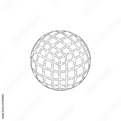 Abstract polygonal broken sphere. Isolated on white background.Vector illustration.