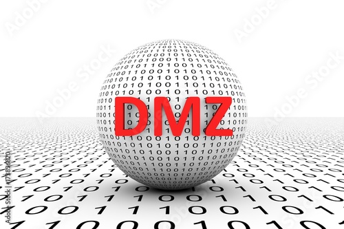 DMZ conceptual sphere binary code 3d illustration photo