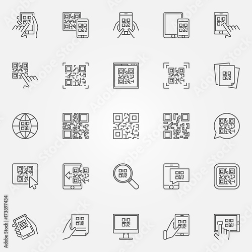 QR Code icons set. Vector collection of quick response code conc