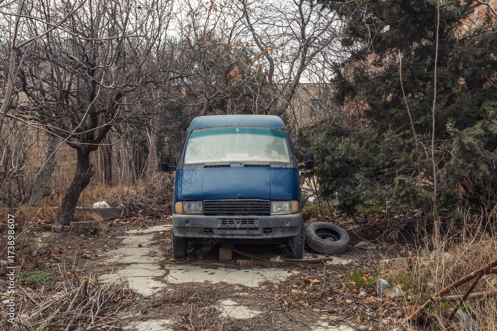 Abandoned old car on street Abandoned old car on street