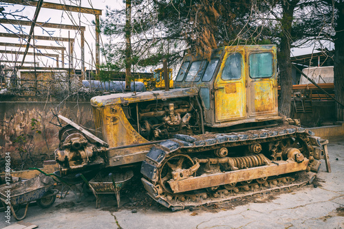 Abandoned rusty bulldozer