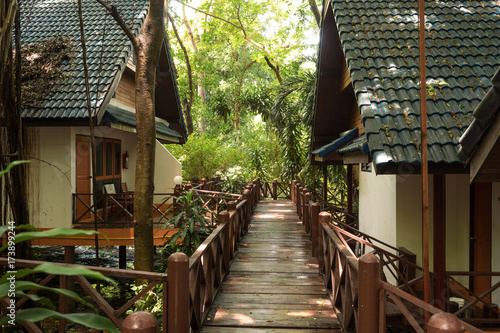 Bungalows are located in the depths of the island among the jungles of Thailand Koh He