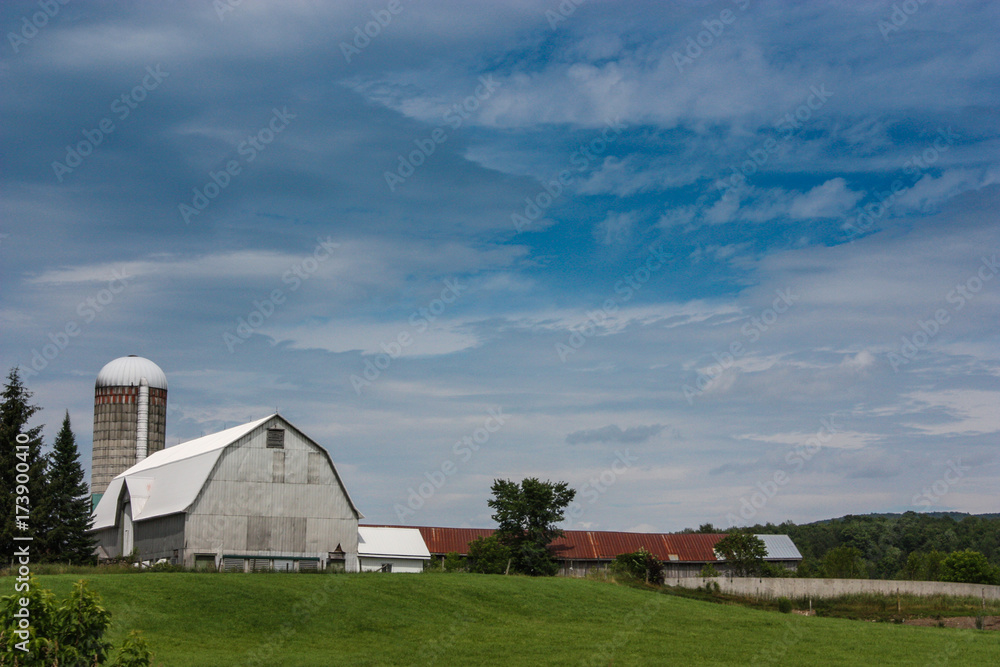 Canadian Country Farm With Blue Sky Canadian Country Farm With Blue Sky