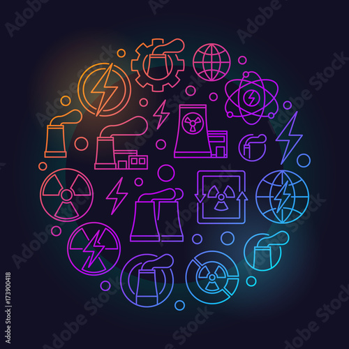 Nuclear power outline colorful illustration