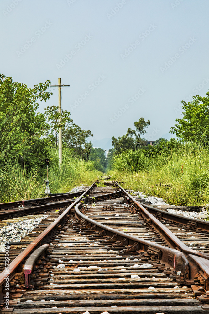 Abandoned railway tracks in the countryside, Guilin, Guangxi Province, China Abandoned railway tracks in the countryside, Guilin, Guangxi Province, China
