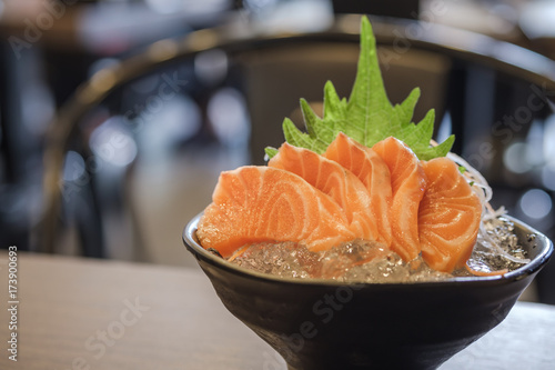 salmon sashimi raw fish Japanese food ,healthy food
