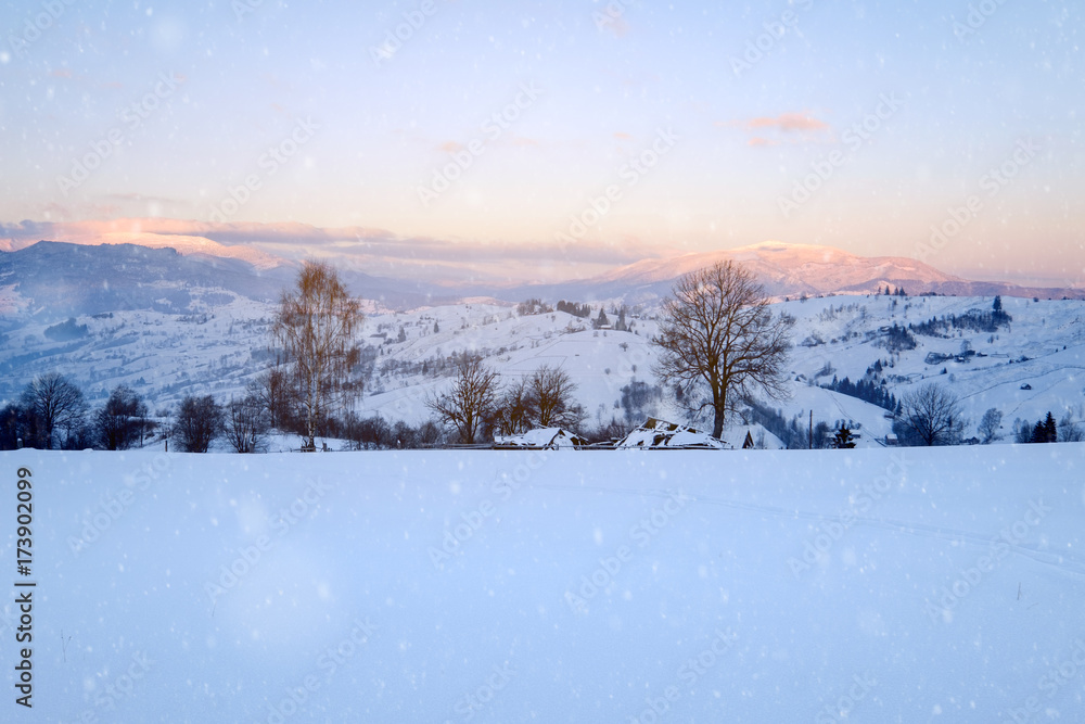 Beautiful winter mountain snowy alpine landscape Beautiful winter mountain snowy alpine landscape