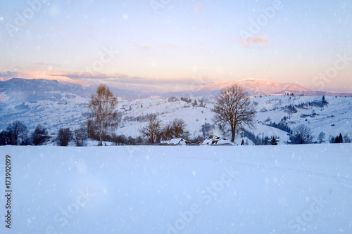Beautiful winter mountain snowy alpine landscape © Nickolay Khoroshkov